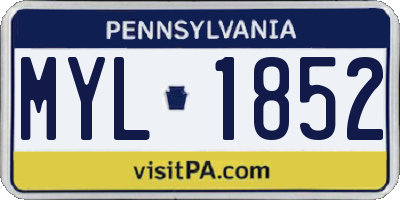 PA license plate MYL1852
