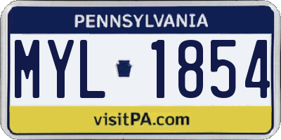 PA license plate MYL1854