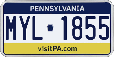 PA license plate MYL1855