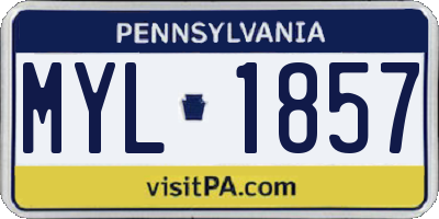PA license plate MYL1857