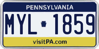 PA license plate MYL1859