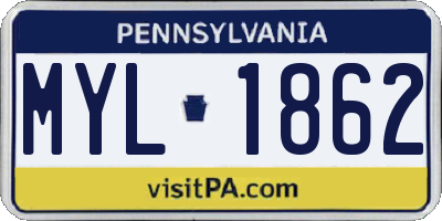 PA license plate MYL1862