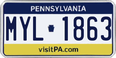 PA license plate MYL1863