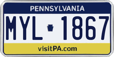 PA license plate MYL1867