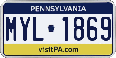 PA license plate MYL1869