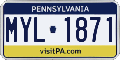 PA license plate MYL1871