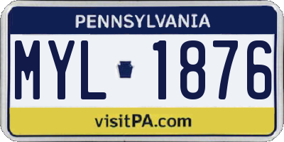 PA license plate MYL1876