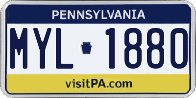 PA license plate MYL1880