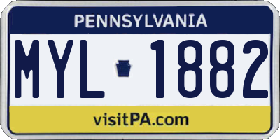 PA license plate MYL1882