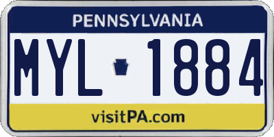 PA license plate MYL1884