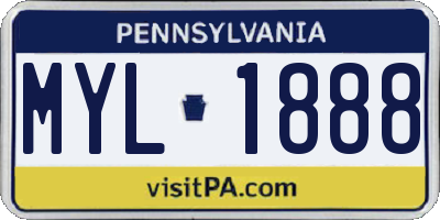 PA license plate MYL1888