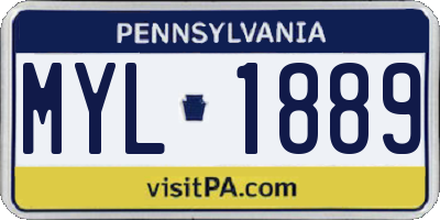 PA license plate MYL1889