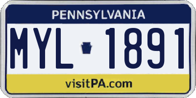 PA license plate MYL1891