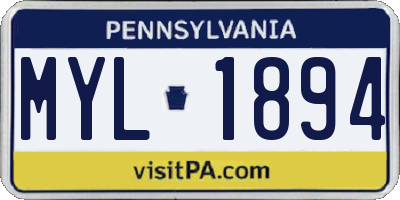 PA license plate MYL1894