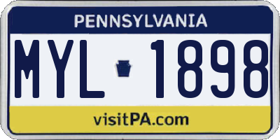 PA license plate MYL1898