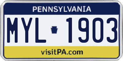PA license plate MYL1903