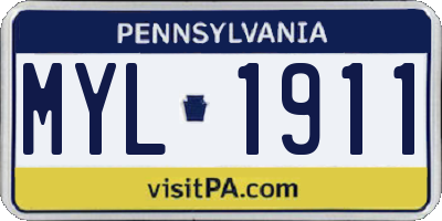 PA license plate MYL1911