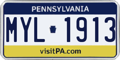 PA license plate MYL1913