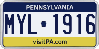 PA license plate MYL1916