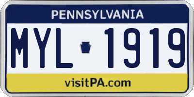 PA license plate MYL1919