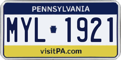 PA license plate MYL1921