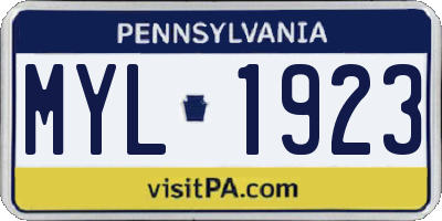 PA license plate MYL1923