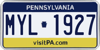 PA license plate MYL1927