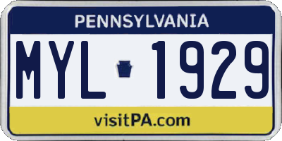 PA license plate MYL1929