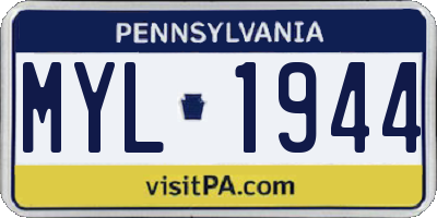 PA license plate MYL1944