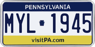 PA license plate MYL1945
