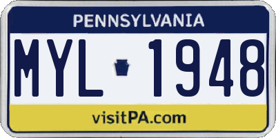 PA license plate MYL1948