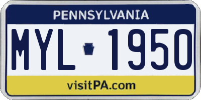PA license plate MYL1950