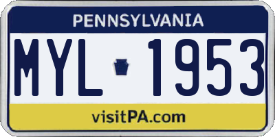 PA license plate MYL1953