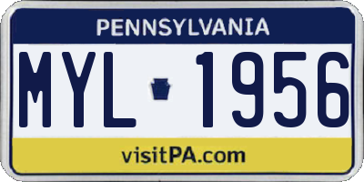 PA license plate MYL1956