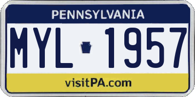 PA license plate MYL1957