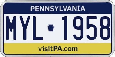 PA license plate MYL1958