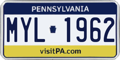 PA license plate MYL1962