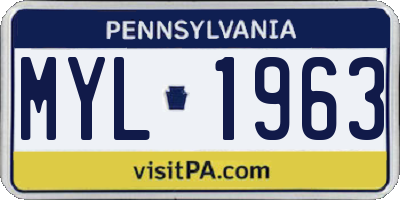 PA license plate MYL1963