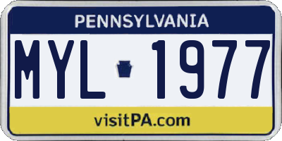 PA license plate MYL1977