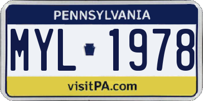 PA license plate MYL1978