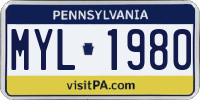PA license plate MYL1980