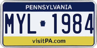PA license plate MYL1984