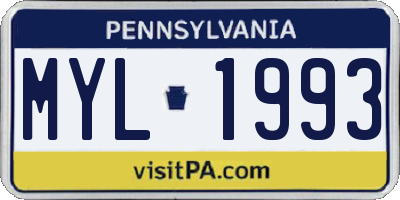 PA license plate MYL1993