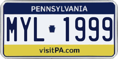 PA license plate MYL1999