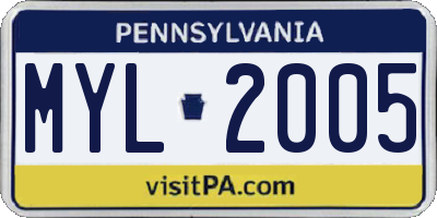 PA license plate MYL2005