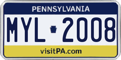PA license plate MYL2008