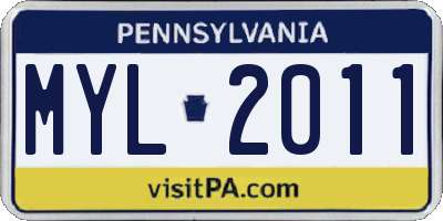 PA license plate MYL2011
