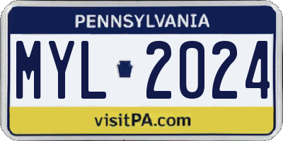 PA license plate MYL2024