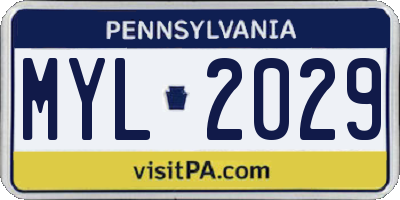 PA license plate MYL2029