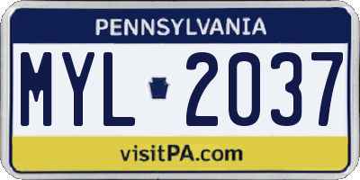 PA license plate MYL2037
